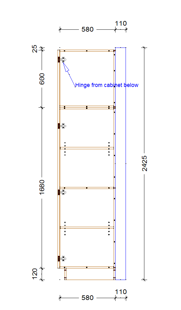 Hinge plate transfer for split cabinets